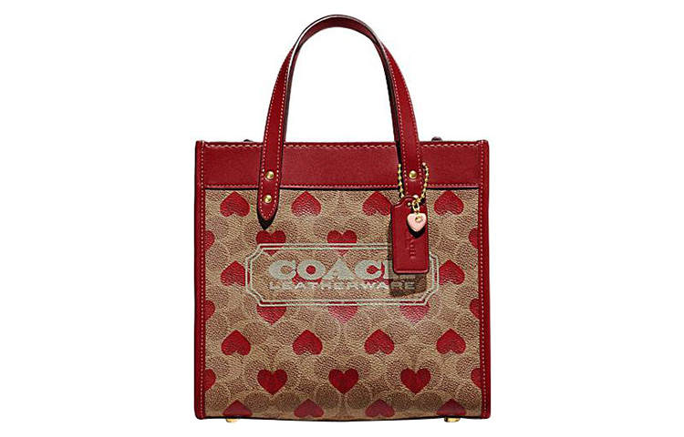 COACH Field Coated Canvas With Cow Leather Tote Bag, Shopping Bag, Shoulder Bag, Crossbody Bag, Handbag Small Women's