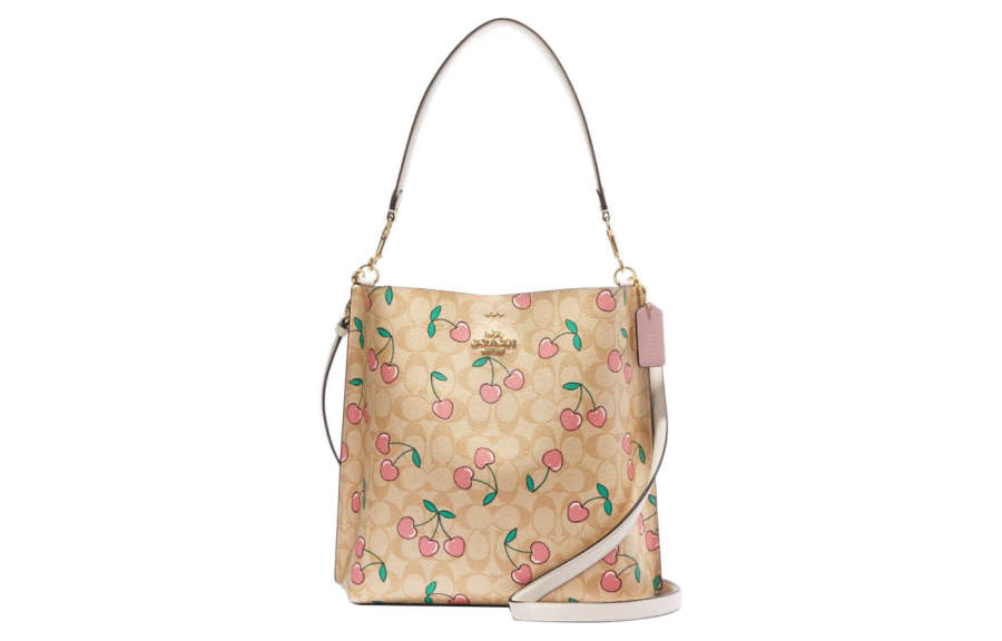 COACH Mollie Artificial Leather Bucket Bag, Shoulder Bag, Crossbody Bag, Handbag 28 Women's Beige