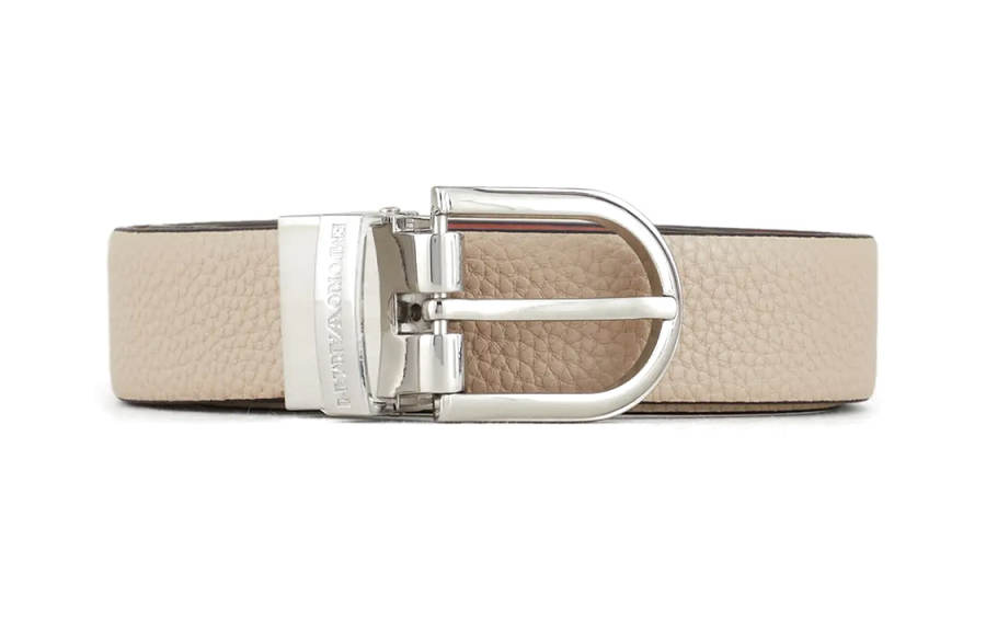 EMPORIO ARMANI Synthetic Leather Belts Women's Beige/Red Brown Width 3cm