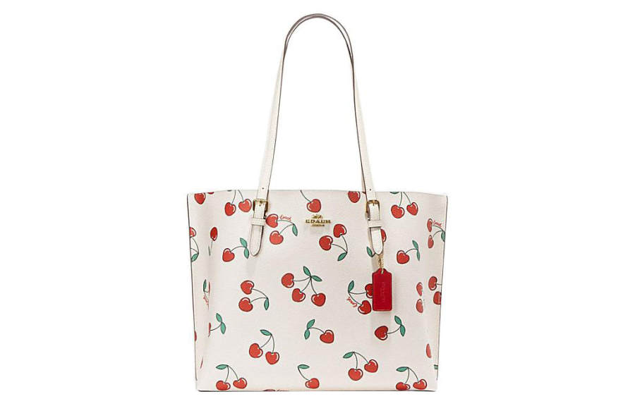 COACH Mollie Cow Leather Tote Bag, Shopping Bag, One Shoulder Handbag 34 Women's White