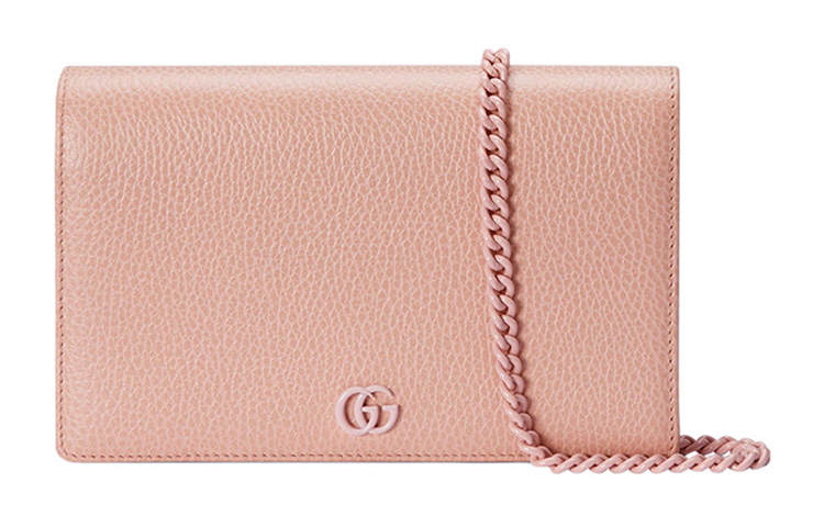 GUCCI GG Marmont Leather Chain Bag, Wallet, Shoulder Bag, Crossbody Bag Mini Women's Light Pink