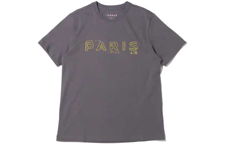 Jordan Jordan× PSG T Shirts Men's Light Graphite Crew Neck Moderate Straight Fit