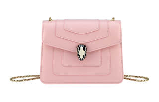 BVLGARI Serpenti Forever Series Calfskin Shoulder Bag, Crossbody Bag Small Women's Pink