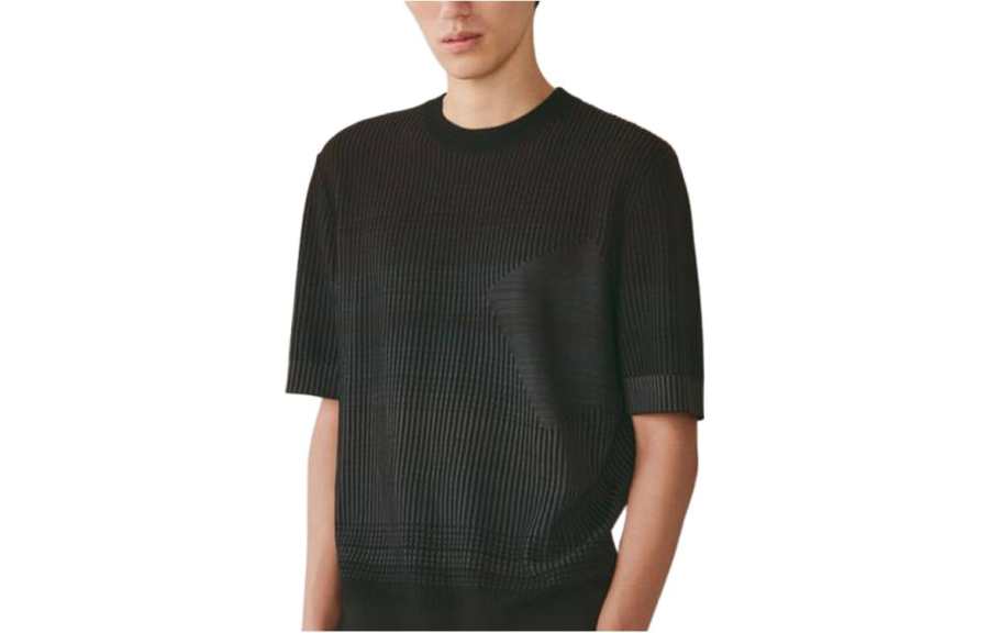 HERMES HERMES T Shirts Men's Black Crew Neck