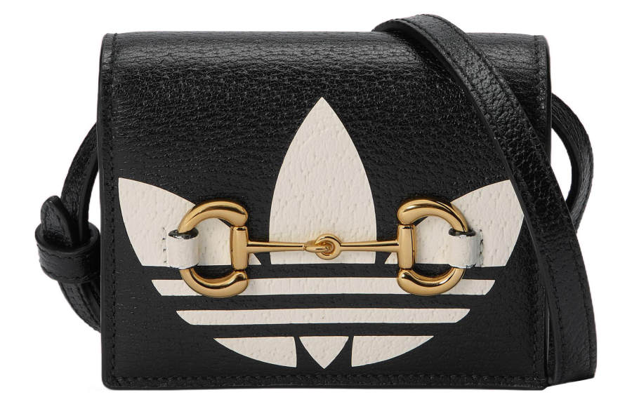 GUCCI X Adidas Originals Collaboration Leather Small Square Bag, Shoulder Bag, Crossbody Bag Unisex Black