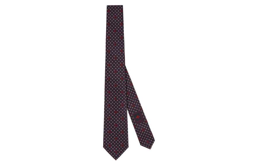 GUCCI GUCCI Interlocking Silk Ties Men's Black/Red