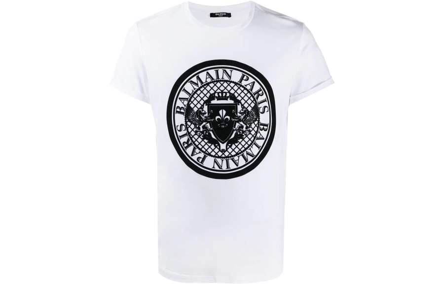 BALMAIN BALMAIN T Shirts Men's White Crew Neck Moderate Straight Fit