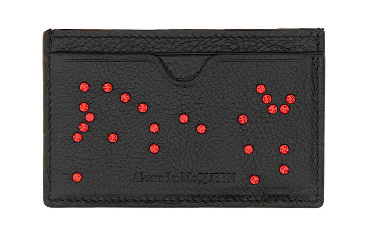 Alexander McQueen Calfskin Wallet, Card Holder Men's Black