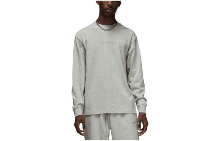 Jordan Jordan T Shirts Men's Silver Crew Neck Moderate Straight Fit