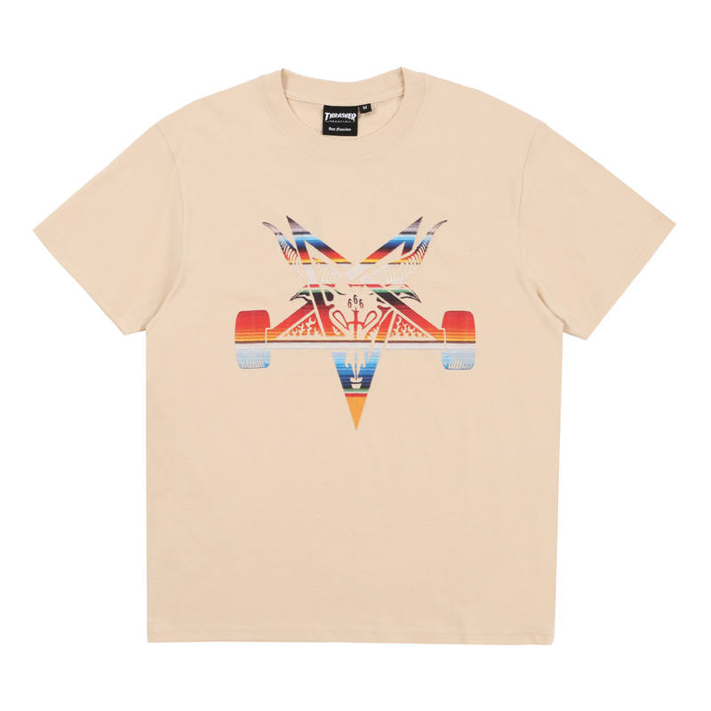 Thrasher T Shirts Unisex Khaki Crew Neck Moderate Straight Fit