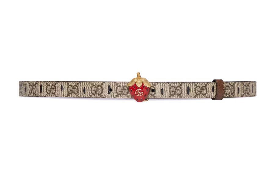 GUCCI GG Supreme Leather Belts Women's Light Umber Width 2cm