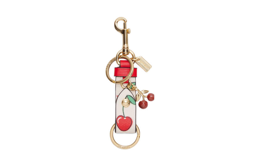 COACH COACH Trigger Coated Canvas With Smooth Leather Bag Pendant Accessory Women's White