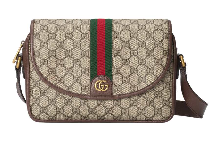 GUCCI Ophidia Canvas With Leather Messenger Bag, Crossbody Bag, Shoulder Bag Men's Brown