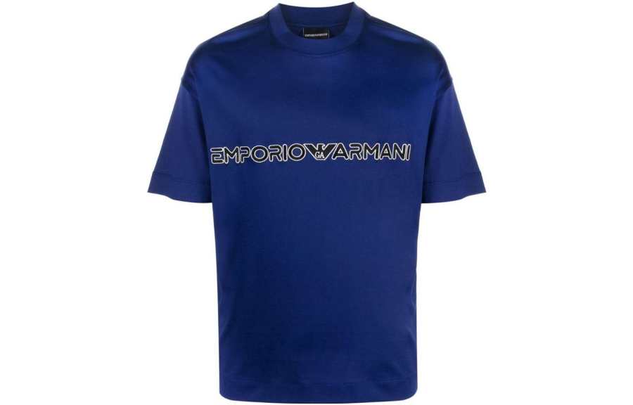 EMPORIO ARMANI T Shirts Men's Iron Blue Crew Neck