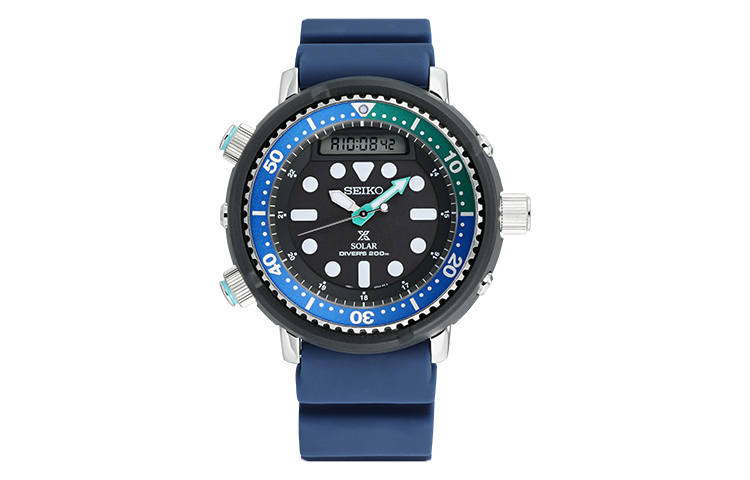 SEIKO PROSPEX Solar Movement Silicone Strap Watch Men's Watches Black Dial
