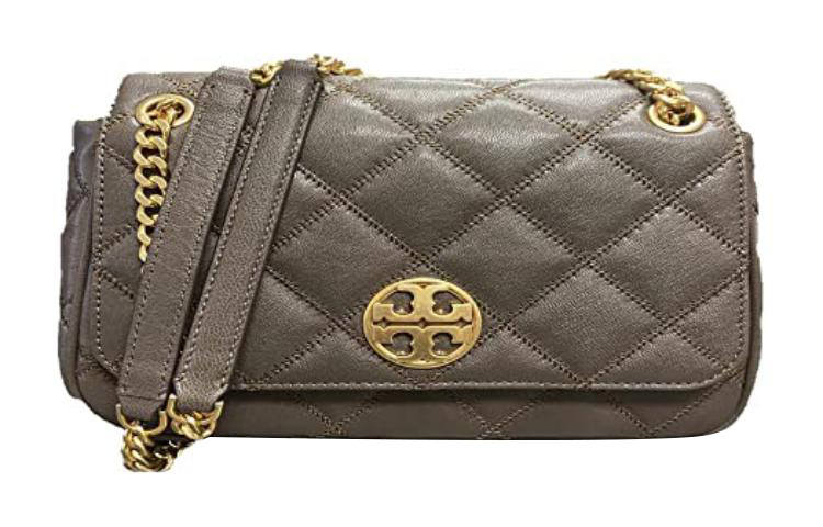 TORY BURCH TB Willa Glazed Surface Leather Crossbody Bag, Shoulder Bag Women's Gray