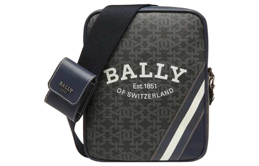 BALLY Cow Leather Shoulder Bag, Crossbody Bag Men's Black