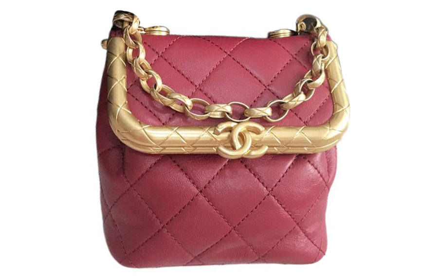 CHANEL Sheepskin Box Bag, Shoulder Bag, Crossbody Bag, Handbag Small Women's Red