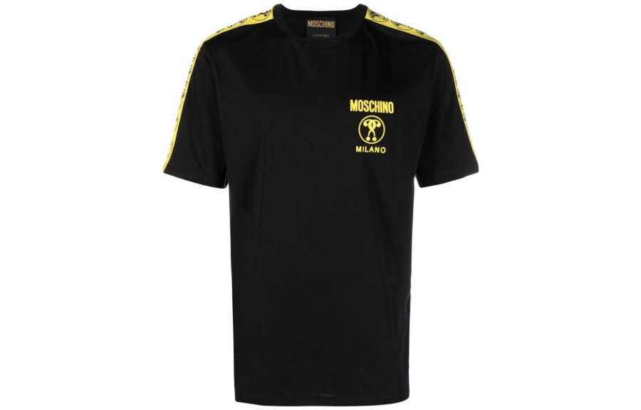 MOSCHINO T Shirts Men's Black Crew Neck Moderate Straight Fit