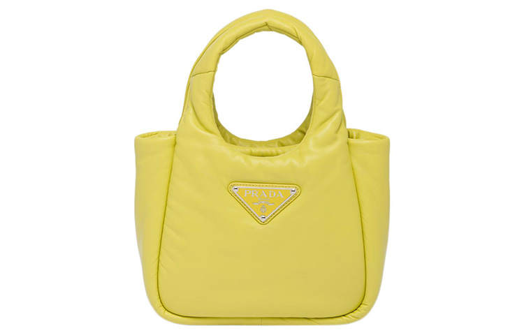 PRADA PRADA Triangle Soft Sheep Leather Handbag Mini Women's Yellow