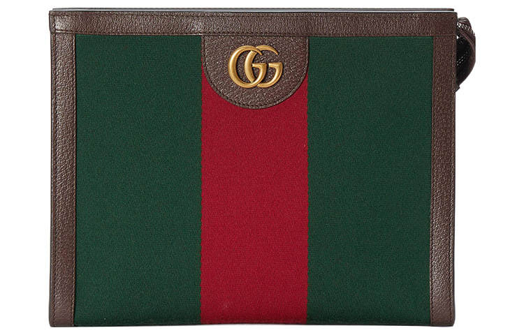 GUCCI Canvas Makeup Bag Men's Green/Red/Brown