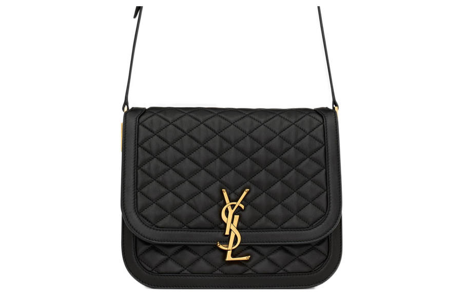 SAINT LAURENT SOLFERINO Soft Quilting Sheepskin Tofu Bag, Crossbody Bag, Shoulder Bag Women's Black