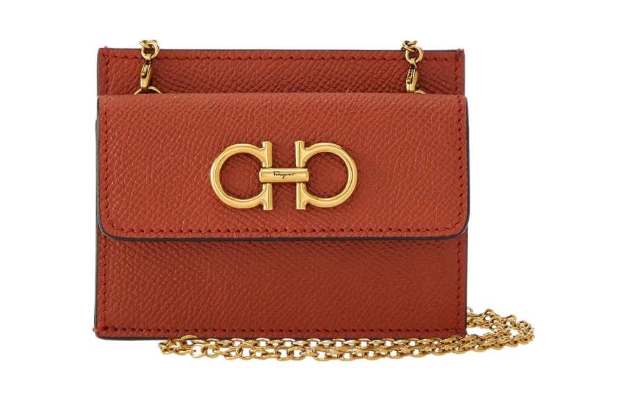 FERRAGAMO Gancini Cow Leather Shoulder Bag, Crossbody Bag, Card Holder Women's Brown