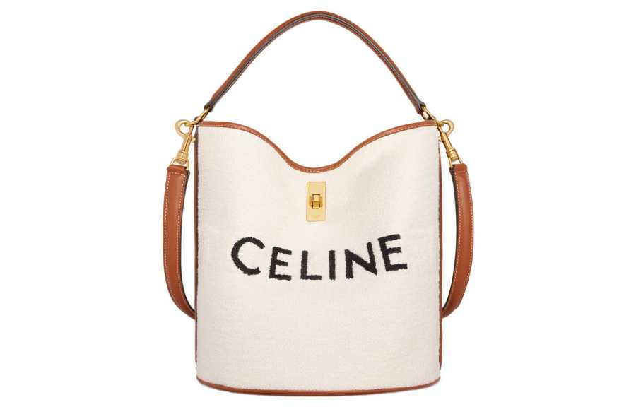 CELINE 16 Jacquard Fabric With Cow Leather Shoulder Bag, Crossbody Bag, Handbag Regular Women's Natural/Tan