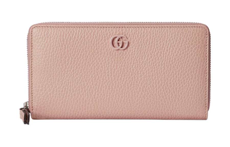 GUCCI Marmont Leather Wallet Women's Light Pink