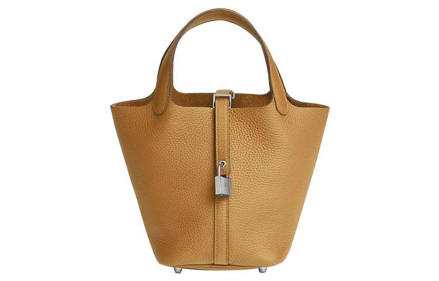 HERMES Picotin Lock Clemence Bullock Leather Basket Bag, Bucket Bag, Handbag 18 Women's 4B Biscuit Cookie