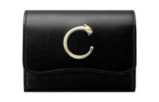 CARTIER Panthère De Cartier Calfskin Wallet Mini Women's Black