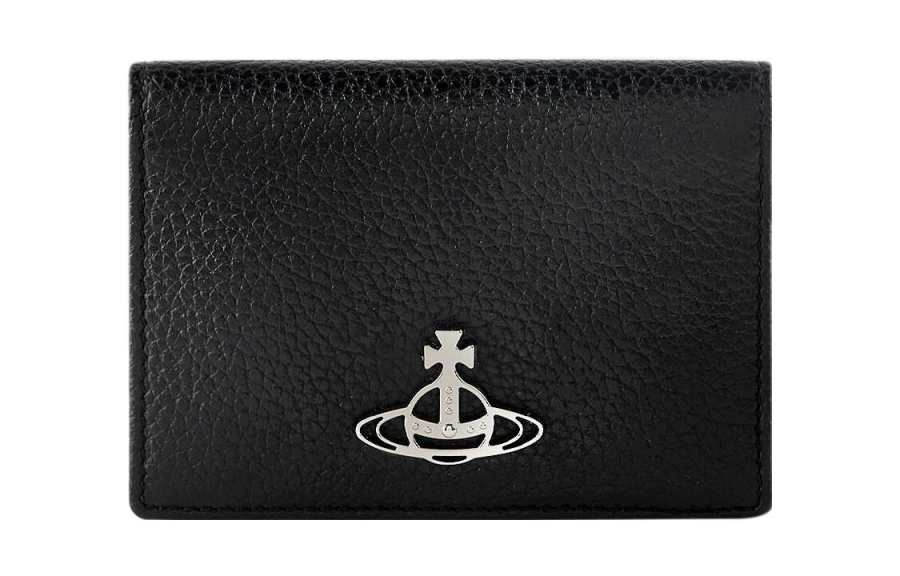 Vivienne Westwood Calfskin Grain Leather Card Holder Women's Black
