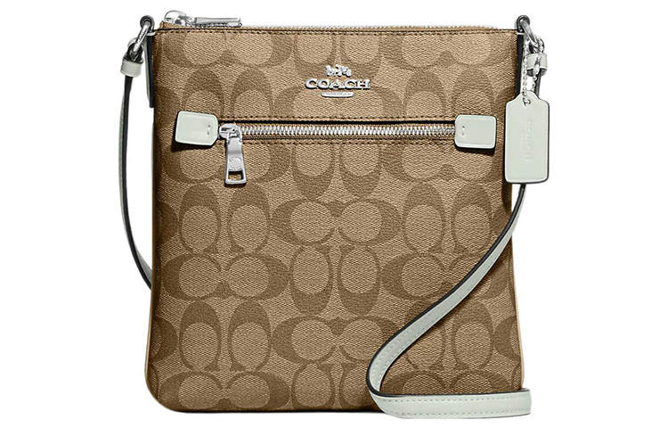 COACH Rowan Coated Canvas With Leather Crossbody Bags Small Women's Brown
