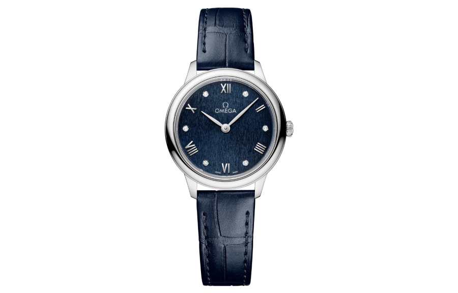 OMEGA Disc Fly Collection Elegant Quartz Movement 30m Waterproof Women's Watch 27.5mm Blue Dial