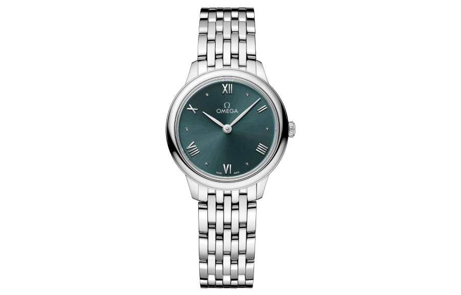 OMEGA Disc Fly Collection Elegant Quartz Movement 30m Waterproof Women's Watch 27.5mm Green Dial
