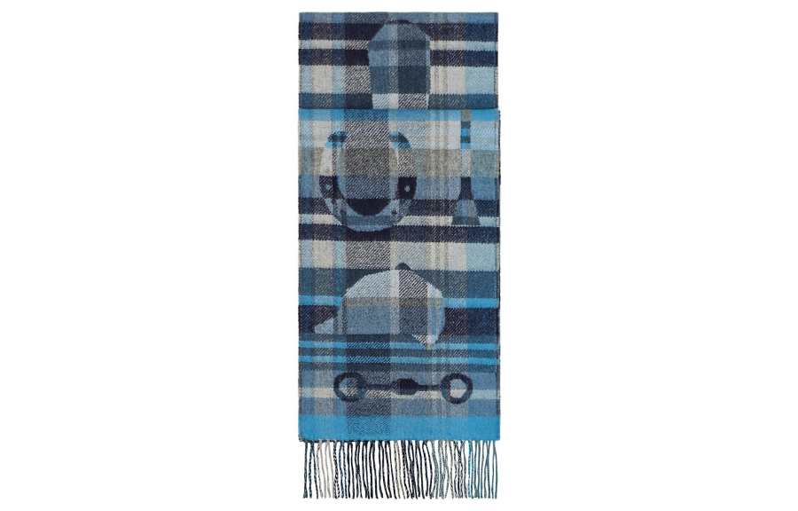 HERMES HERMES Knit Scarves Unisex Blue