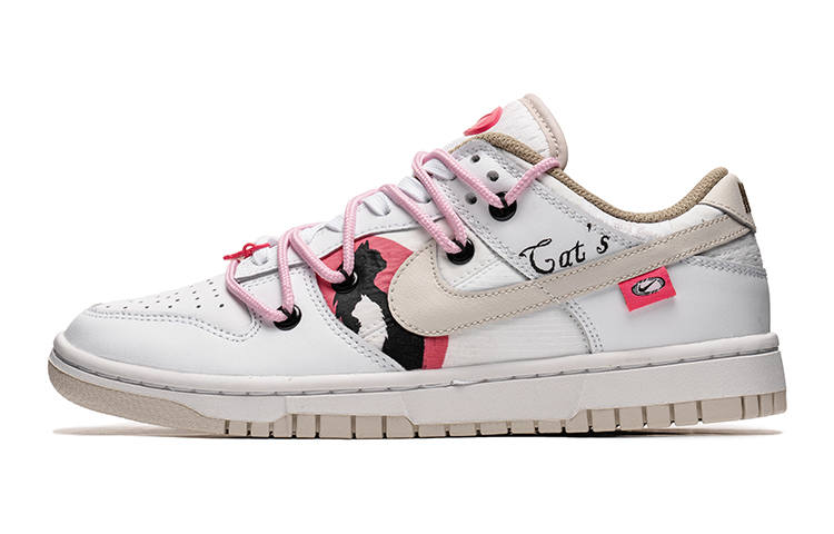 Nike Nike Dunk Low Wild Crane Manufacturing Abrasion Resistant Low top Skateboard Shoes Women's White Pink