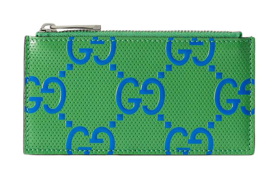 GUCCI Leather Card Holder Card Holder Women's Green