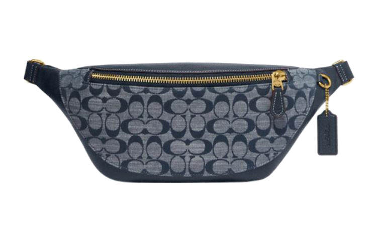 COACH Warren Cow Leather With Textile Shoulder Bag, Fanny Pack Large Men's Denim