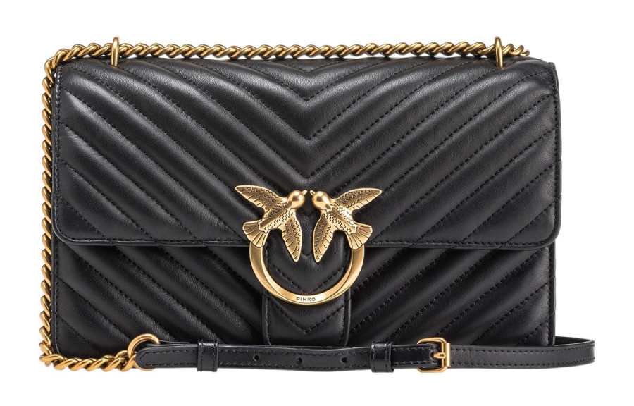 PINKO Nappa Leather Shoulder Bag, Crossbody Bag Women's Black
