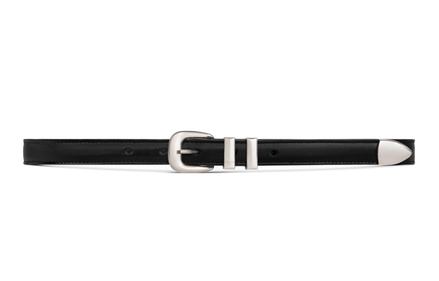CELINE CELINE Cow Leather, Split Cow Leather Belts Women's Black Width 1.8cm