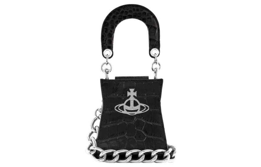 Vivienne Westwood Kelly Cow Leather Shoulder Bag, Crossbody Bag, Handbag Small Women's Black
