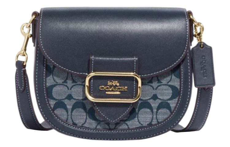 COACH Morgan Cow Leather With Textile Shoulder Bag, Crossbody Bag Small Women's Denim Blue