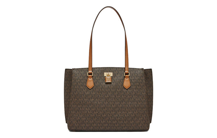 MICHAEL KORS MK Ruby Artificial Leather Tote Bag, Shopping Bag, Handbag, Shoulder Bag Women's Camel