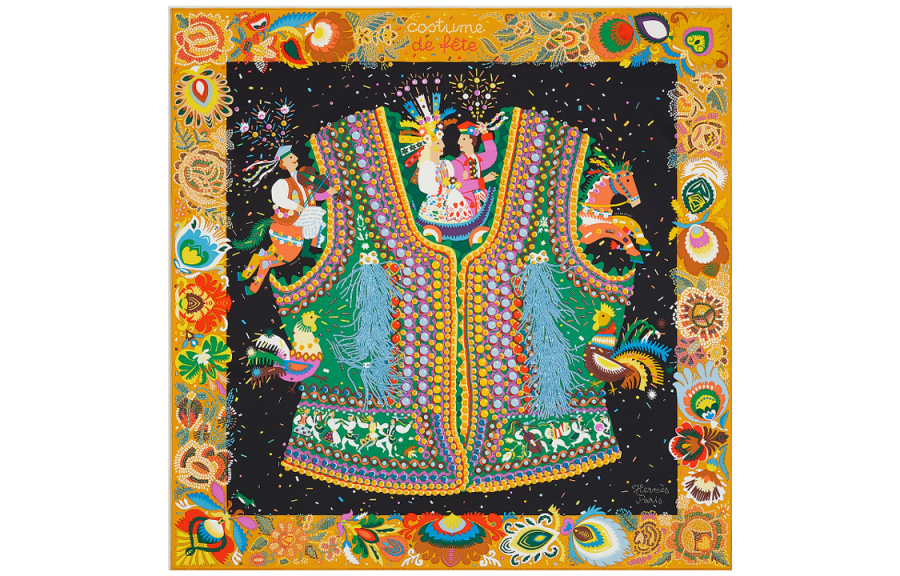 HERMES Costume De Fete Silk Scarves Women's