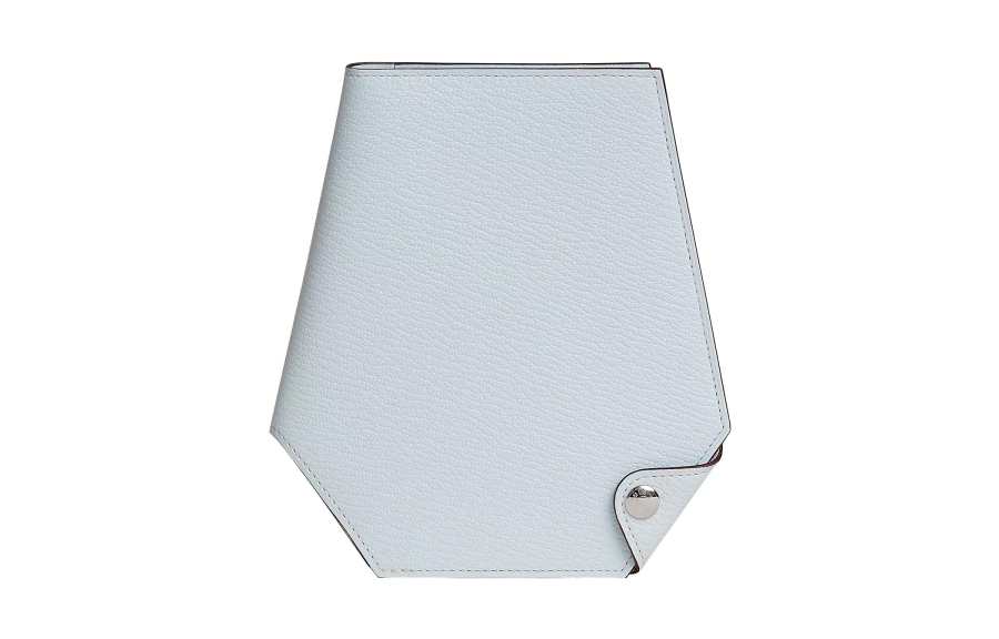 HERMES Clochette Silver Tone Buckle Mysore Goat Skin Card Holder, Wallet Men's T0 Bleu Brume Haze Blue
