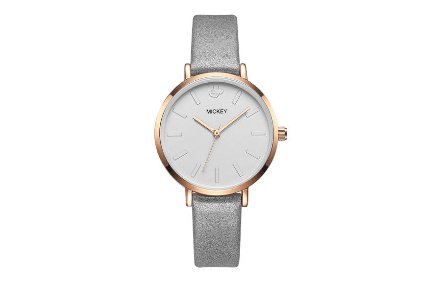 Disney Quartz Movement Leather Strap Watch Women's Watch Silver Dial