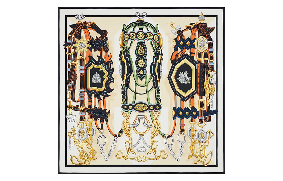HERMES Reins And Destiny Silk Scarves Women's