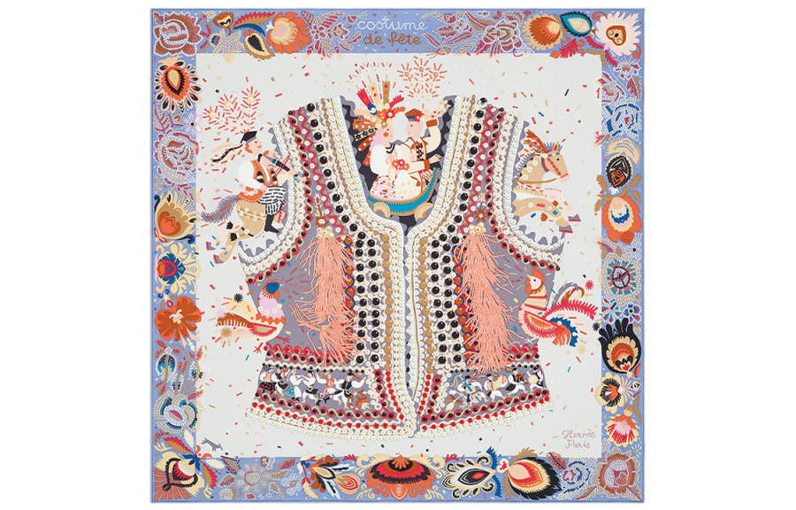 HERMES Costume De Fete Silk Scarves Women's