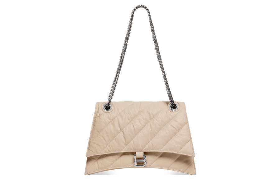 Balenciaga Crush Cow Leather Portable Crossbody Bag, Shoulder Bag Women's Milk Tea